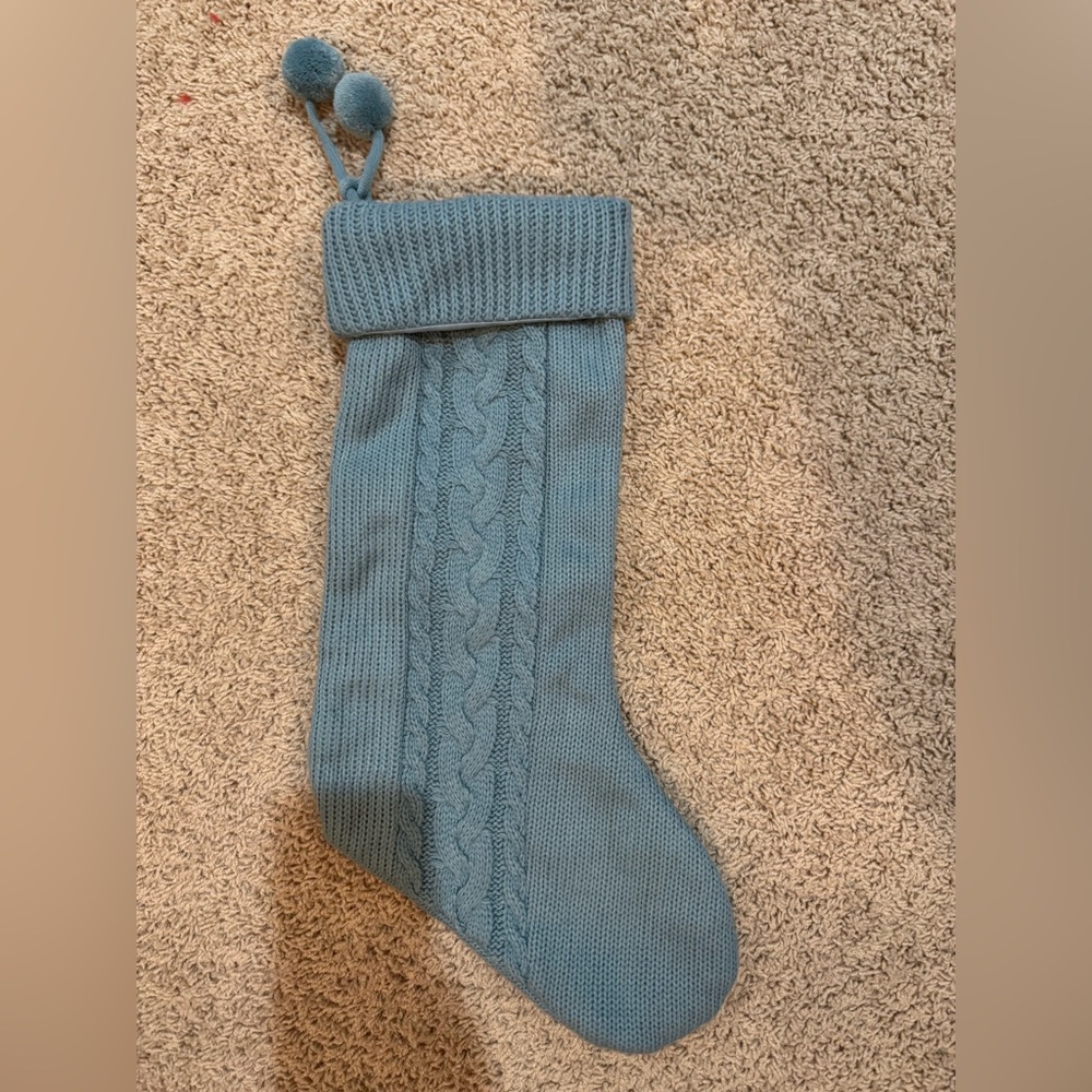 Blue Knit Christmas Stocking